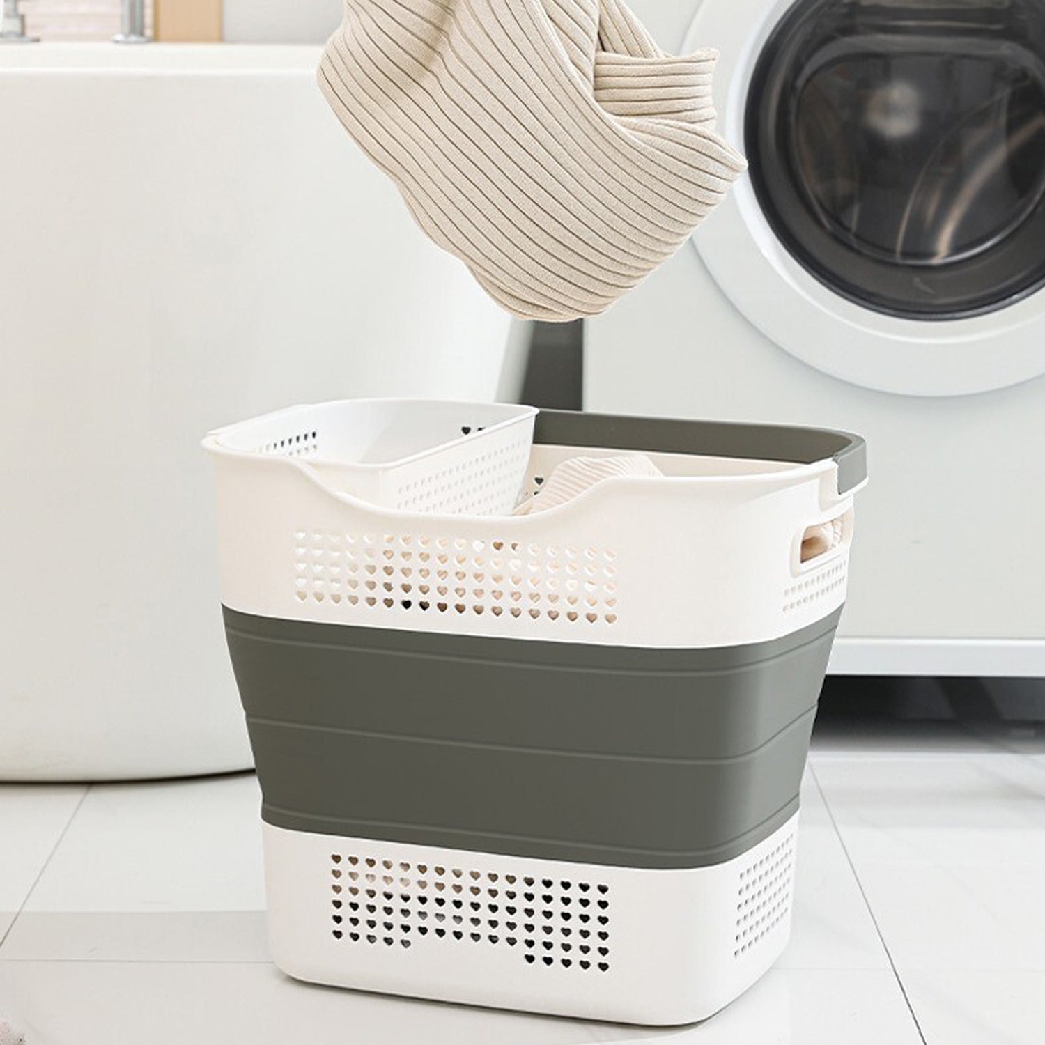 HYGRAD BUILT TO SURVIVE Collapsible Laundry Basket 43l Heavy Duty Laundry Hamper Telescopic Basket