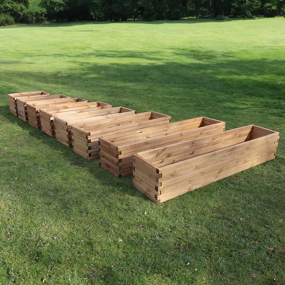 Pine Wooden Trough Planter With Feet | 180cm x 42cm x 38cm | Brown