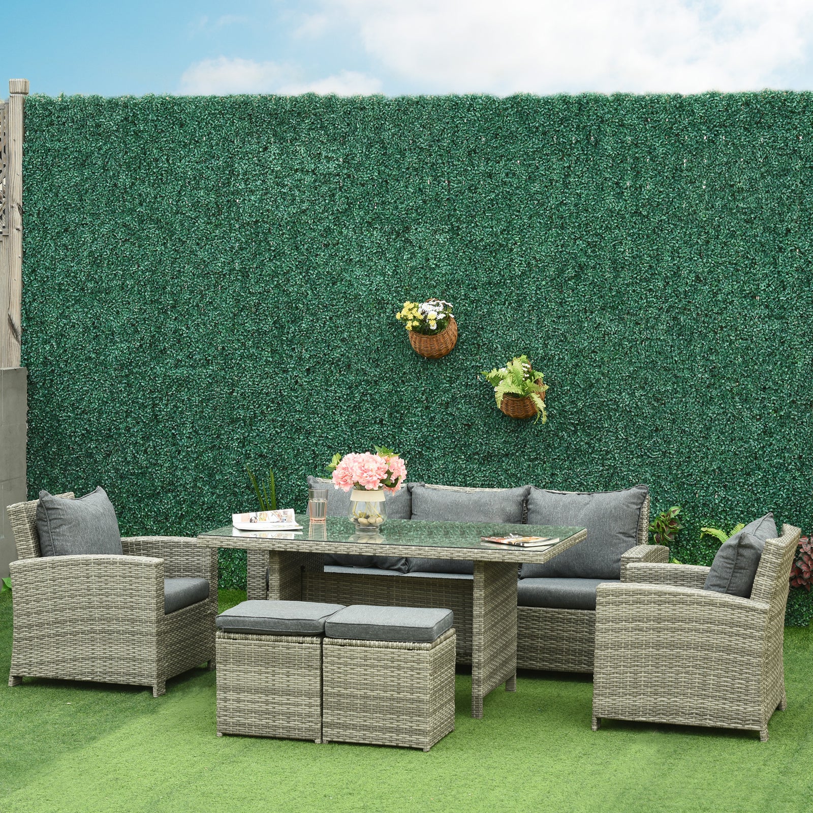 5 Pieces Outdoor Patio Furniture Set Wicker Conversation Set