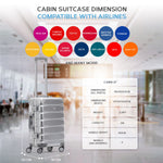 55x35x20cm Hard Shell Cabin Carry On Suitcase 100+ Airline Approved - Aluminium Frame/abs Hard Shell Outer Body | Set of 3 | Silver
