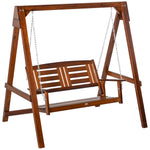 Outdoor 2 Seater Wooden Swing Chair Porch Patio Hammock