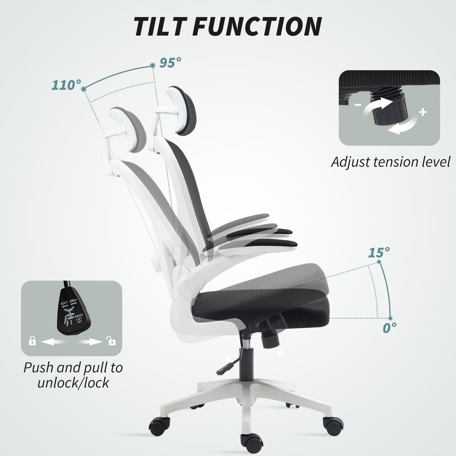 Executive Mesh Office Chair With Headrest, Lumbar Support | One Size | Black