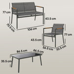 4 Seater Garden Furniture Set, Metal Garden Sofa Set | Grey