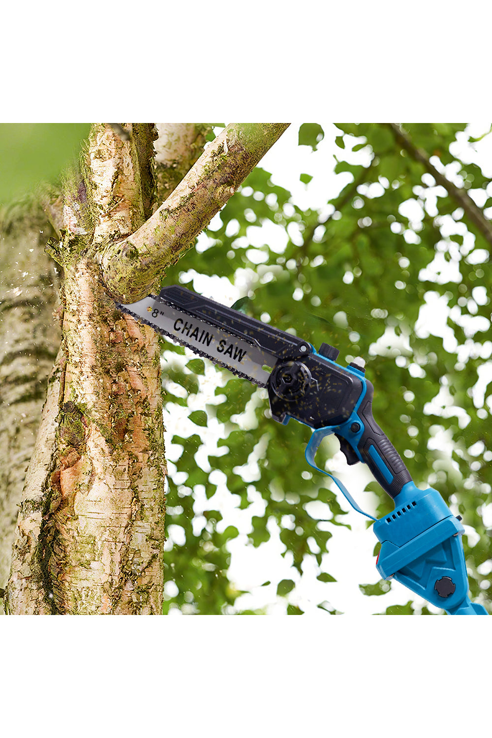 Cordless 8-inch Gardening Electric Chainsaw With Telescoping Pole