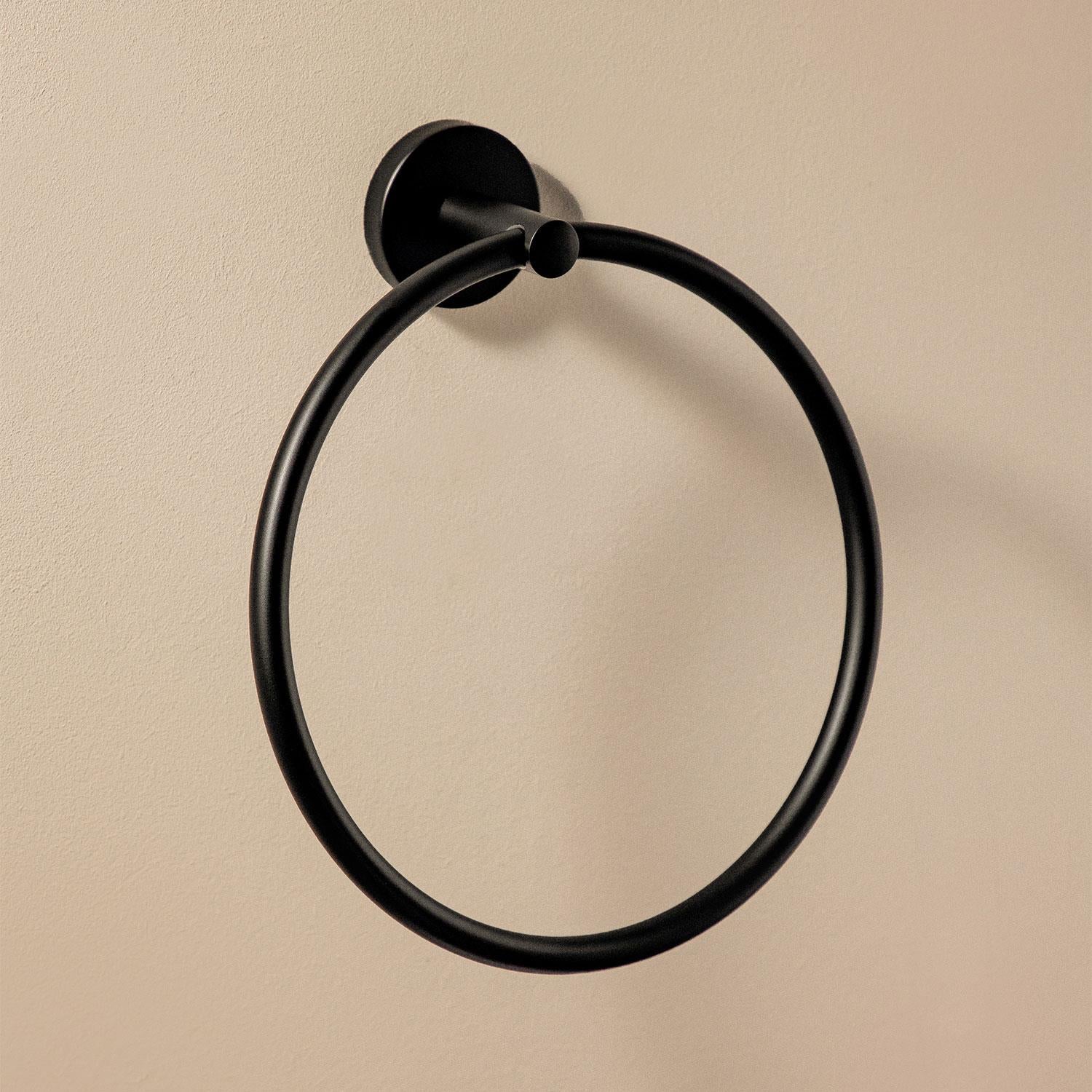 Towel Ring, 20cm, Matt Black, Hidden Fixings, Start Collection