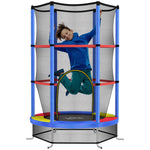 Kids Trampoline W/ Enclosure Net, Steel Frame, For Ages 3-6 Years | Blue & Yellow