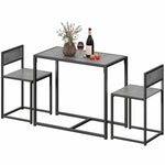 3 Piece Dining Table Set With Metal Frame | Charcoal Grey