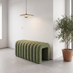 Modern U-shaped Upholstered Footstool Accent Stool | Green