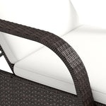 Adjustable Rattan Sun Lounger W/ Cushion | Brown