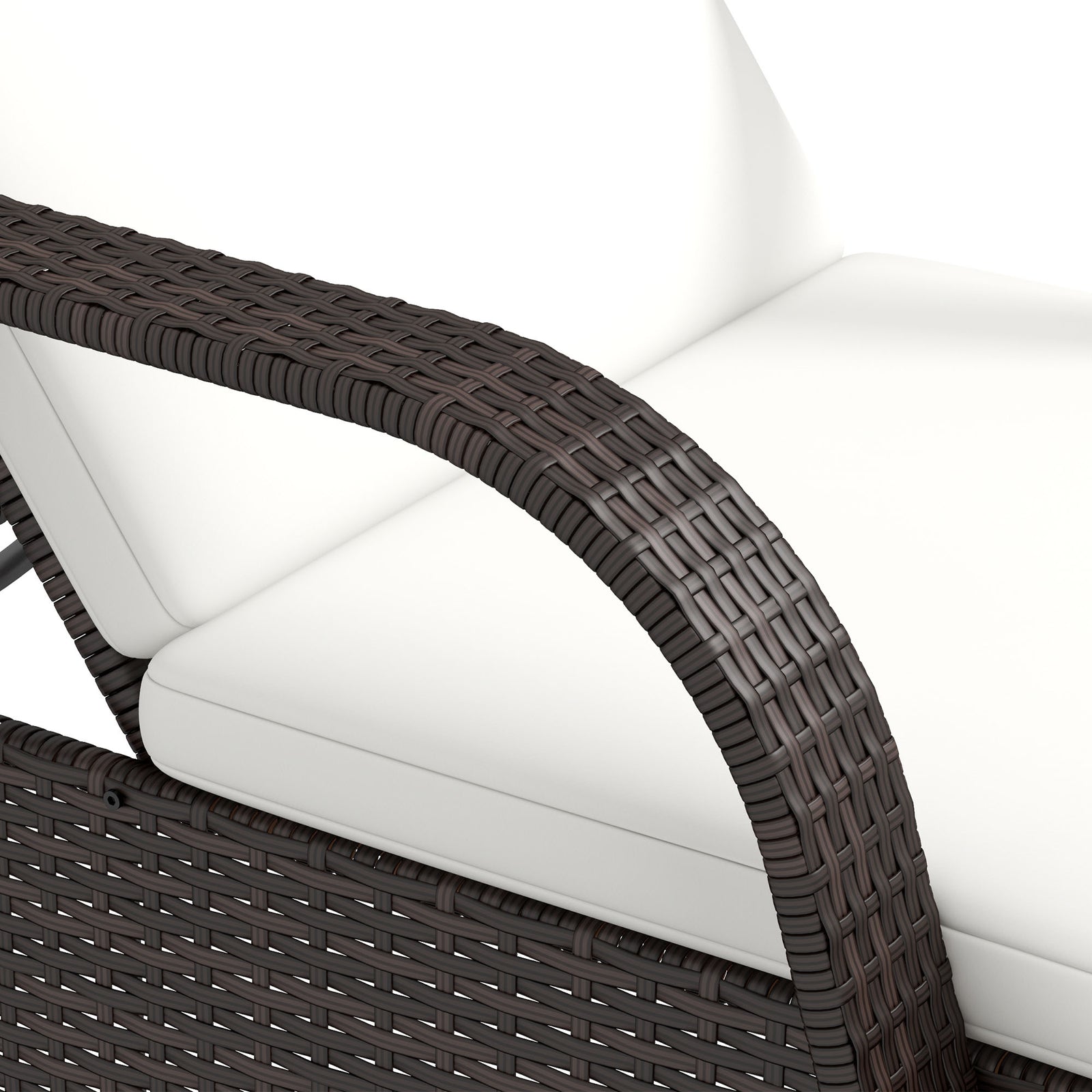 Adjustable Rattan Sun Lounger W/ Cushion | Brown