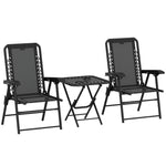 3 Pieces Folding Garden Bistro Set With Cup Holders | Black