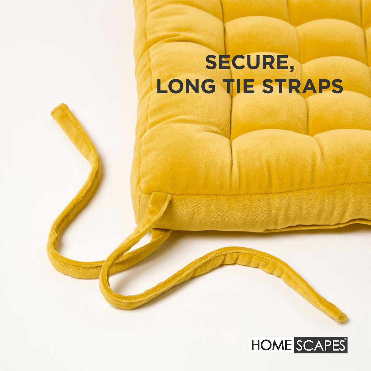 Quilted Velvet Chair Pad, 40 X 40 Cm | Set of 1 | Yellow