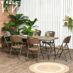 7 Pcs Resin Rattan Dining Set, Foldable Table & Chairs