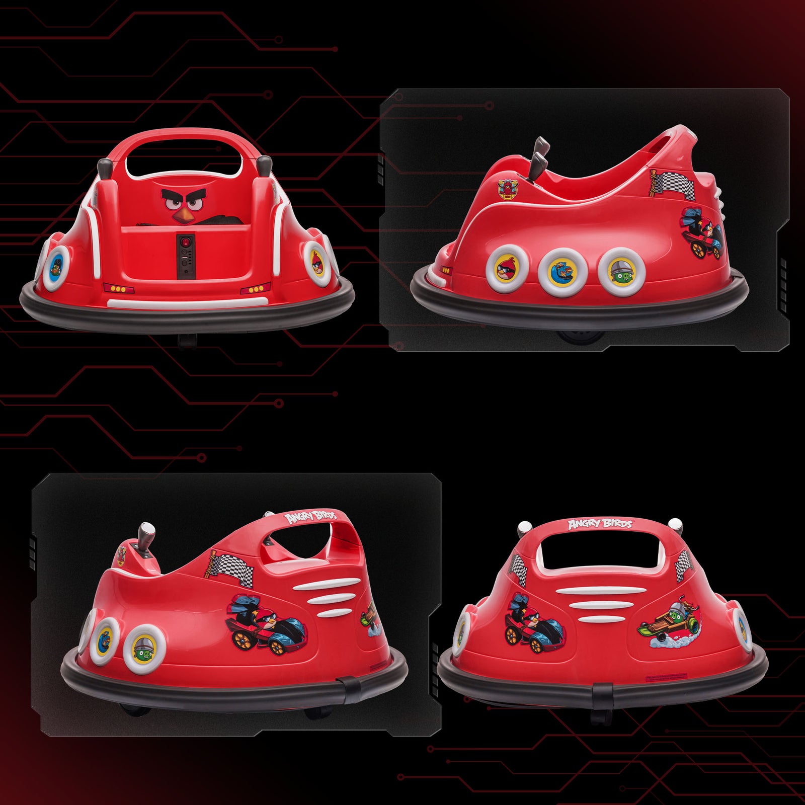 Angry Bird Licensed 12v Kids Bumper Car W/ Joysticks, Remote | Red