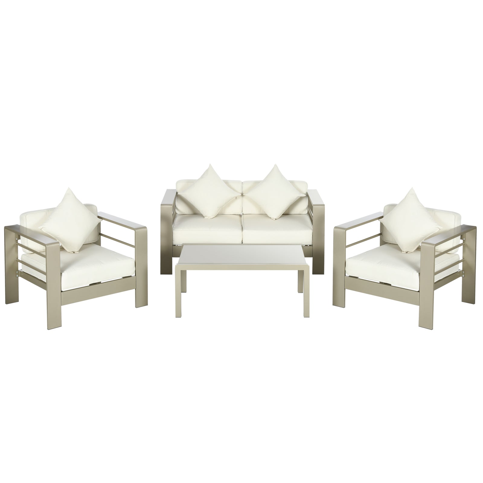 4 Pieces Outdoor Frame Garden Set W/ Cushion