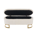 Corduroy Upholstered Storage Bench | White