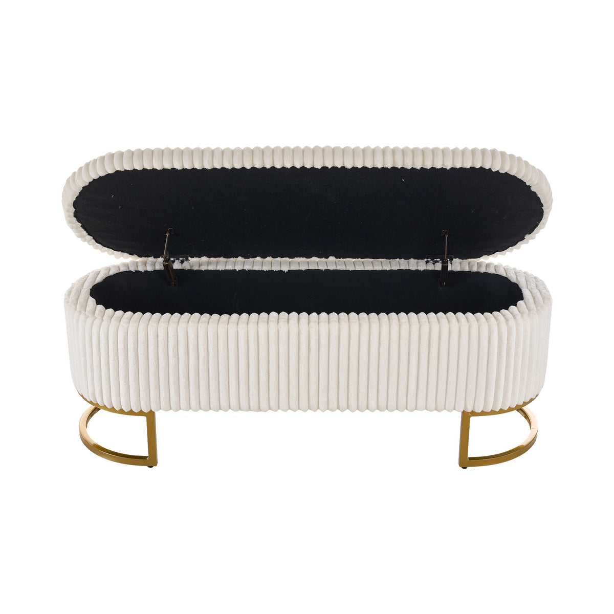 Corduroy Upholstered Storage Bench | White