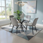 Stylish Miami Dining Table Set With 4 Velvet Amelia Chairs | Grey