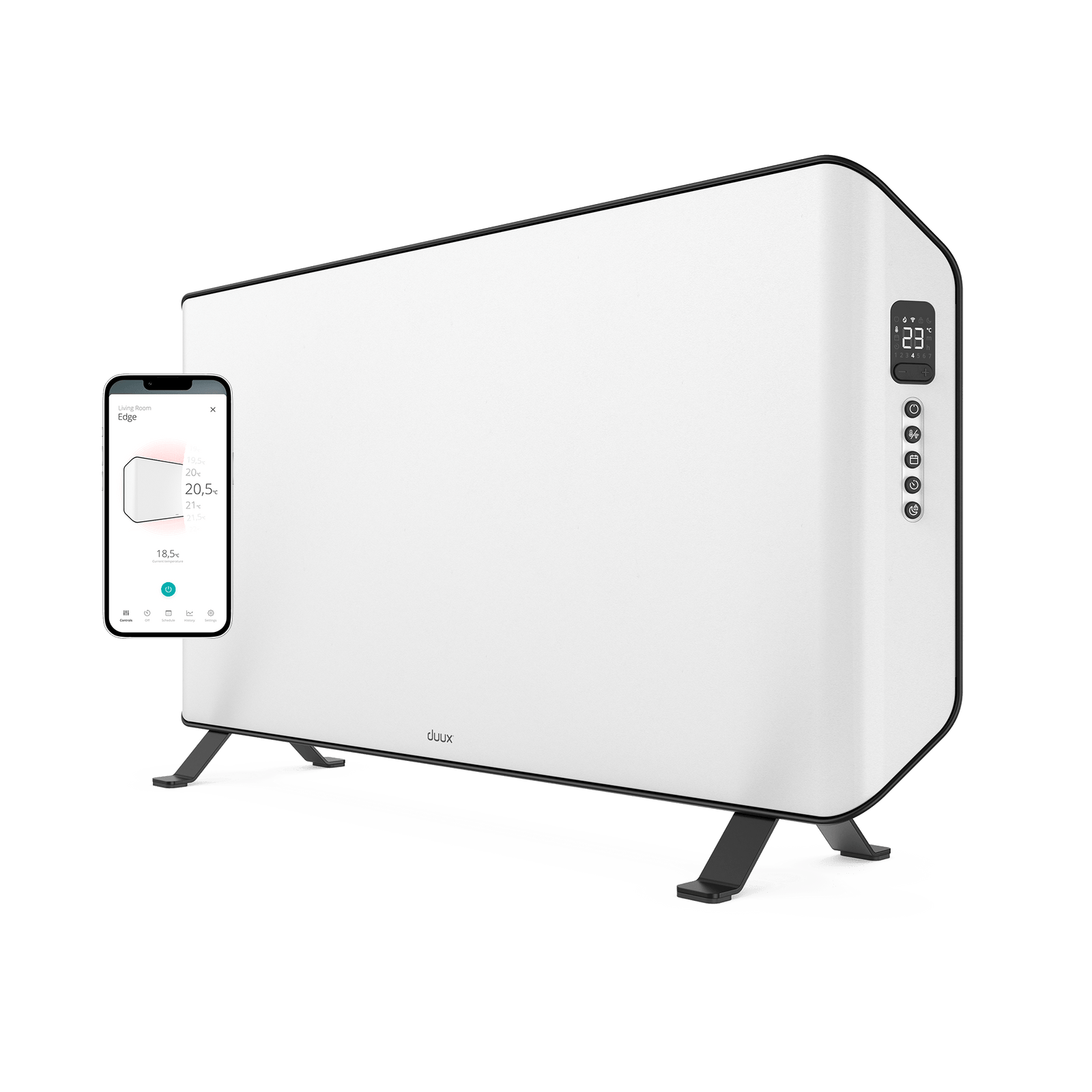 Edge 2000 Smart Convector Heater, 2000w Heating Power, Rooms Up To 30m2 - White