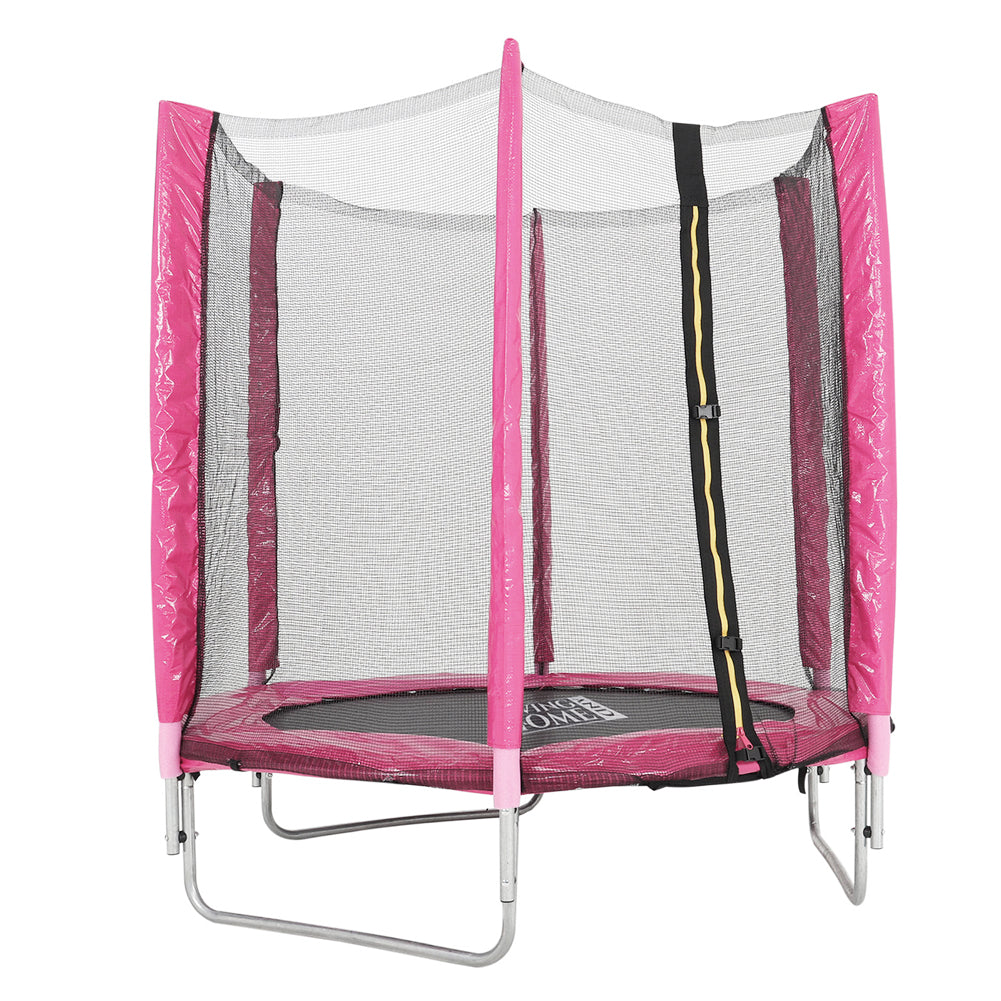 Outdoor Trampoline With Safety Enclosure For Kids Entertainment | Pink