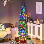 6/7.5ft Artificial Pencil Christmas Tree With Steel Base | 6ft | Green