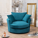 Havana Velvet Swivel Base Cuddle Chair | Teal