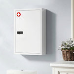 HOMCOM Wall Mount Medicine Cabinet With Combination Lock, White
