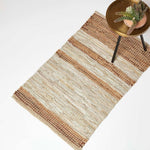 Recycled Leather Handwoven Stripe Rug | 60cm x 80cm | Brown