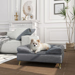 Dog Sofa Pet Couch W/ Removable Backrest Cushion Washable Cover | Gray