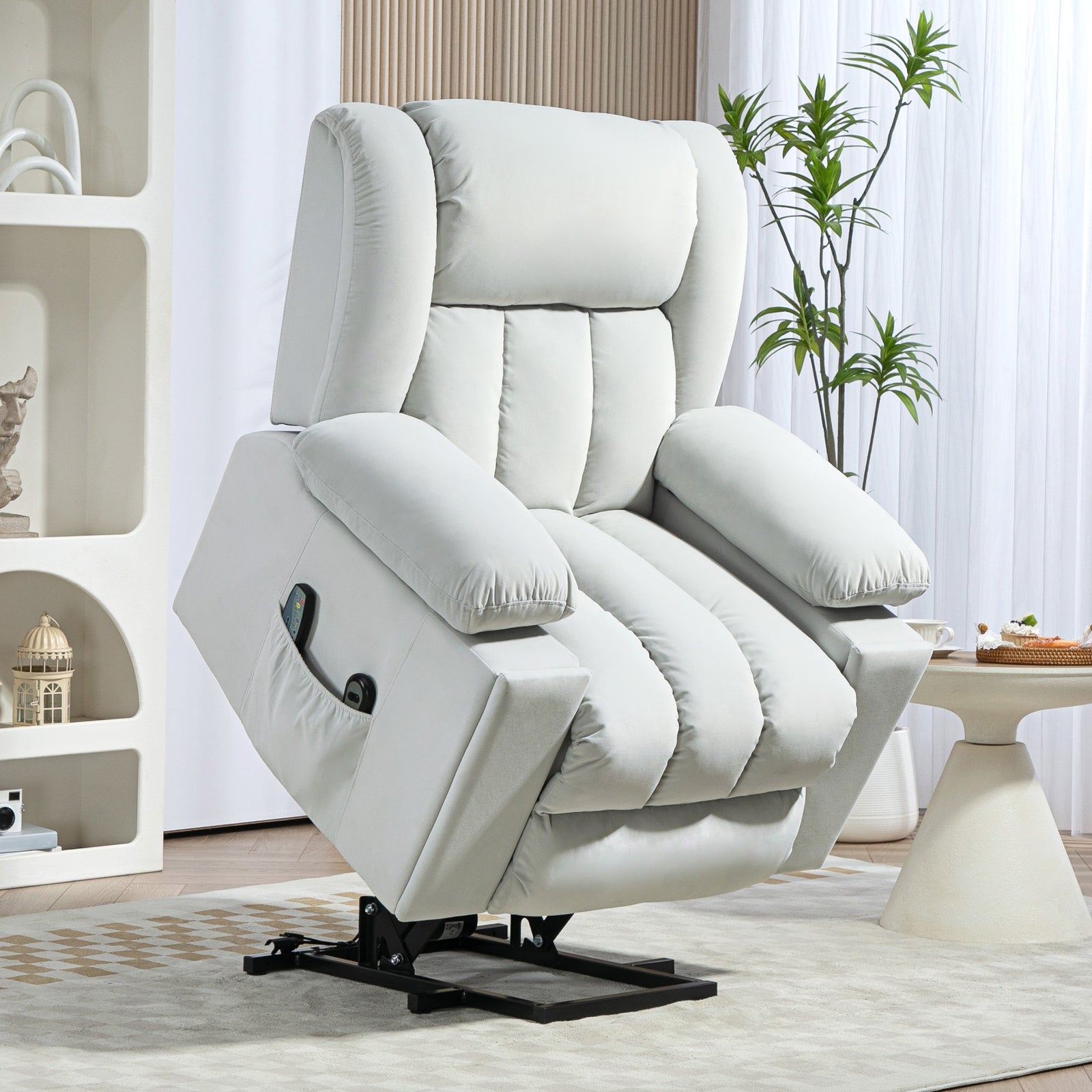 Power Lift Recliner Chair With Vibration Massage, Usb | Dove Gray