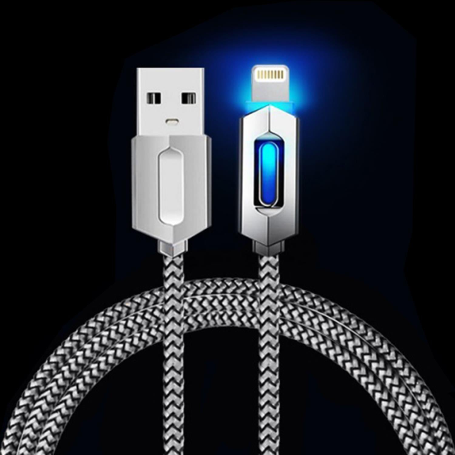Portable & Lightweight Light Up 1 Metre Charge & Sync Cable Micro Usb, Grey