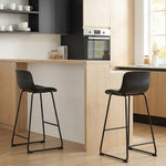 HOMCOM Modern Bar Stools Set Of 2, Pu Leather Upholstered Barstools, Black
