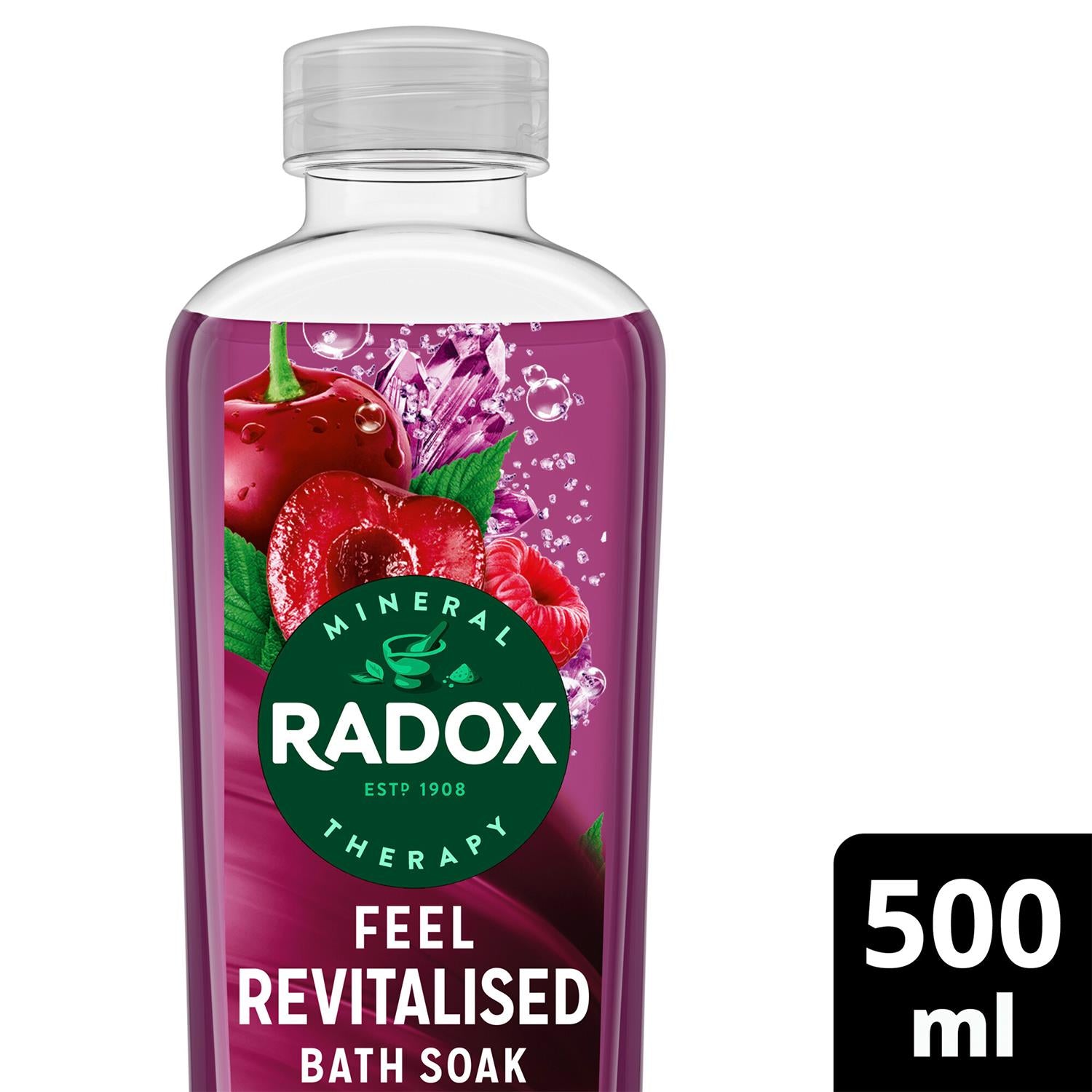 Mineral Therapy Feel Revitalised Bath Soak W/ Cherry & Raspberry, 500ml 6pk | 6