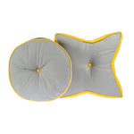 Round Plain Floor Cushion | 43cm x 43cm | Yellow & Grey