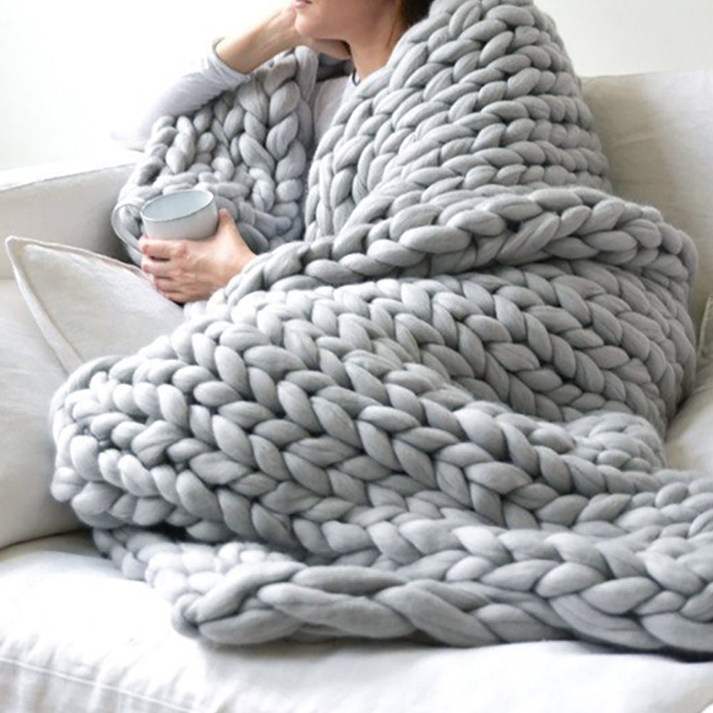 Knitted Blankets Chunky Knit Throw Blanket Handwoven For Home Decor