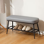 Shoe Bench, Pu Leather Shoe Storage Bench For Entryway | Grey