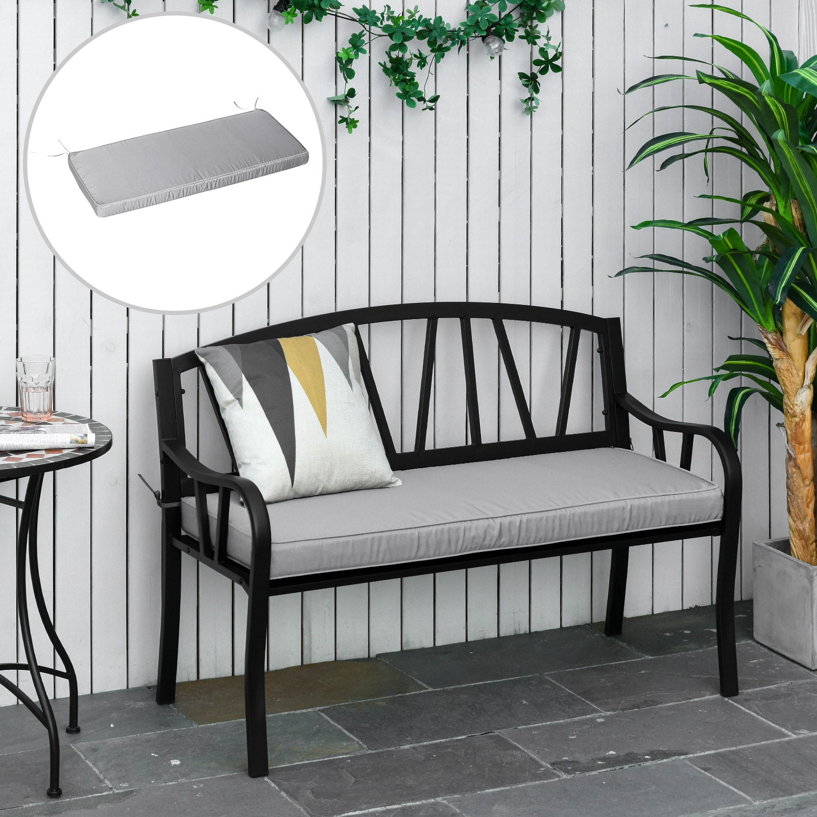 Light Grey 2-seater Bench Cushion