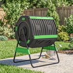 Outsunny 200l Compost Bin, Dual Chamber Rotating Tumbling Composter