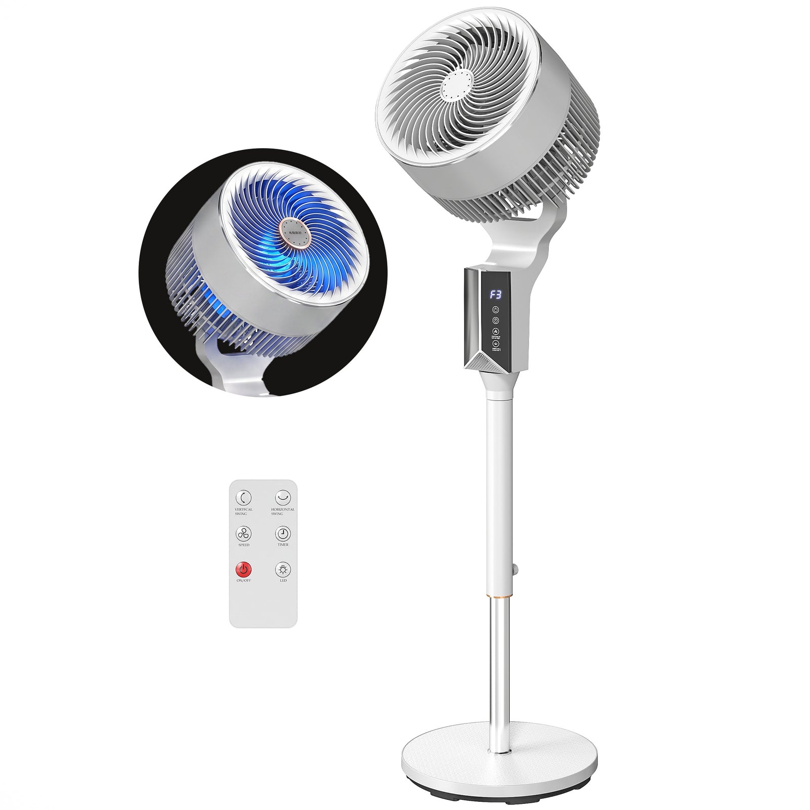 20 Db Silent Standing Fan, 46" Pedestal Fan With Oscillating