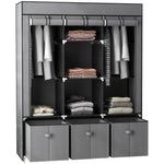 Portable Wardrobe W/ 5 Shelves 3 Fabric Drawers And 2 Rails
