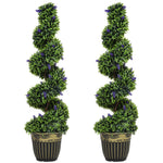 Set Of 2 Decorative Artificial Plants With Lavender And Pot