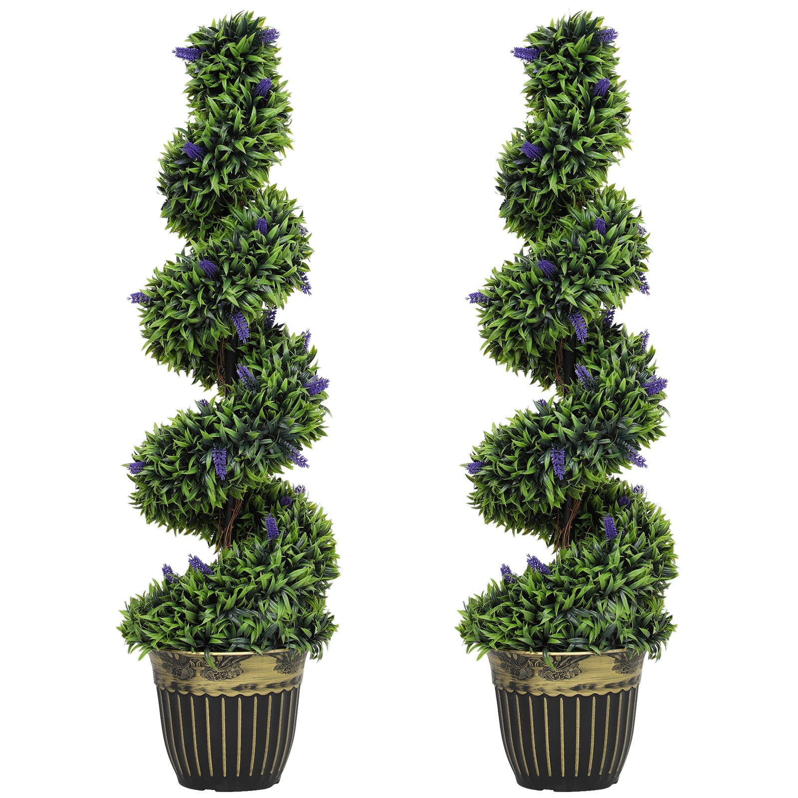 Set Of 2 Decorative Artificial Plants With Lavender And Pot