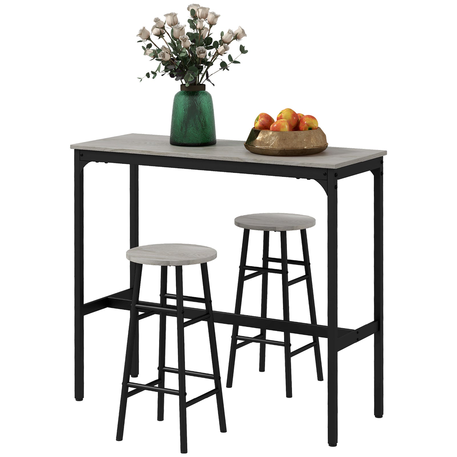 Bar Table And Stool Set Kitchen Table With 2/4 Stools | Set of 3