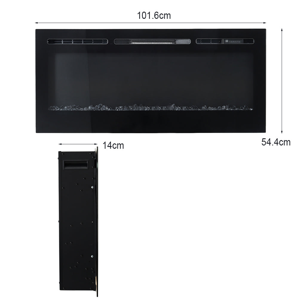 40/50/60-inch Wall Mounted & Recessed Led Electric Fireplace With 12 Flame Colors, Adjustable Brightness & Remote Control | Small