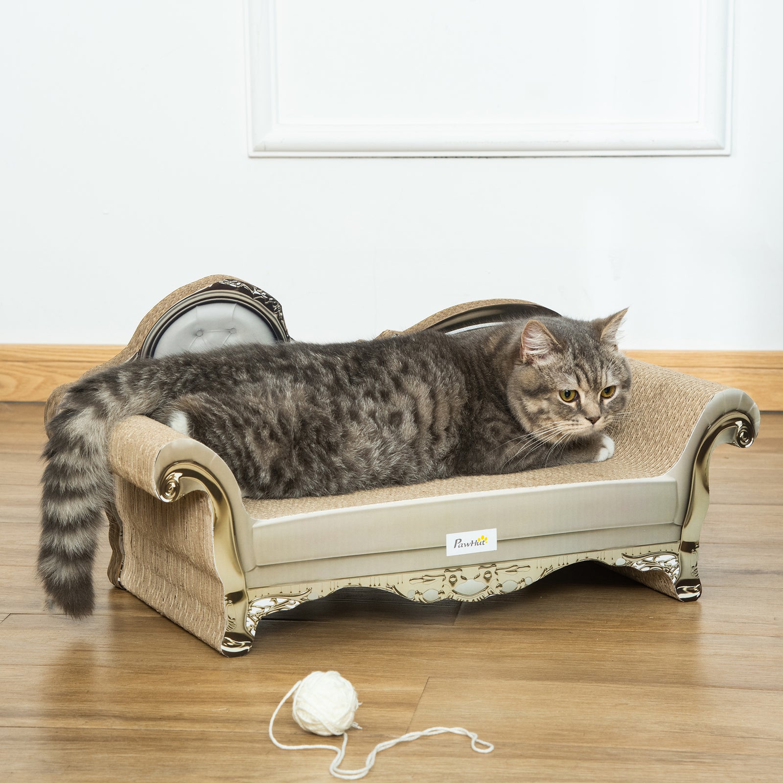 Cat Scratching Bed Pet Scratcher Modern Furniture W/ Catnip - Brown