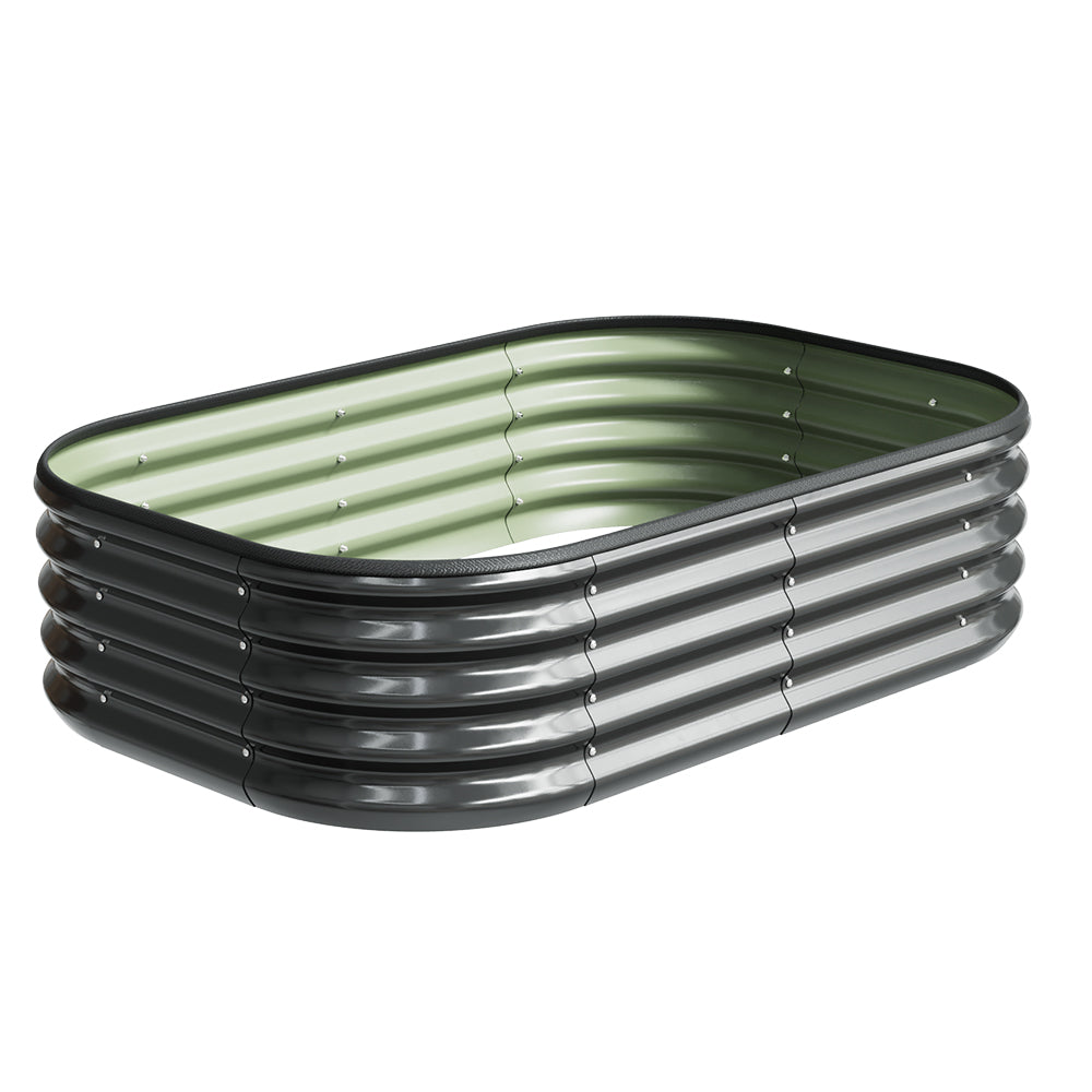 1.2m W x 0.8m D Grey Galvanized Steel Raised Garden Bed