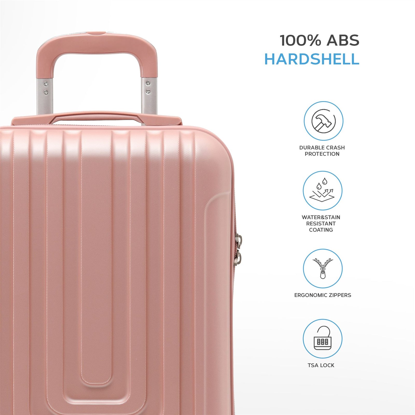 55x35x20cm Cabin Carry Bag Hard Shell Suitcase 100+ Airline Approved | Cabin | Rose Gold