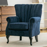 Elegant Chenille Armchair With Rubberwood Legs | Blue