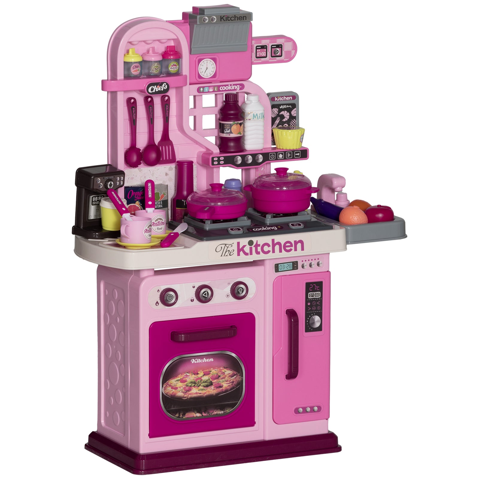 Kids Kitchen W/ 33 Piece Accessories, Lights, Sounds, Storage