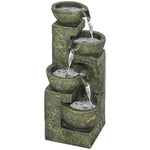 4-tier Stacked Stone Cascade Waterfall Feature, Black/yellow